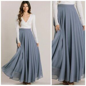 Morning Lavender Amelia Full MaxiSkirt Slate Blue Sz Small Fairycore Balletcore